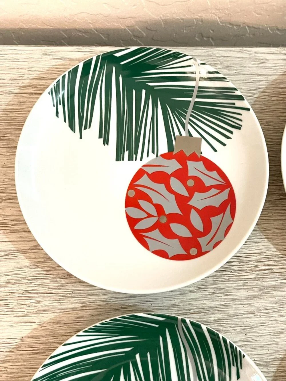 New Crate & Barrel Plates Set of 4 Holiday Ornament Christmas 6